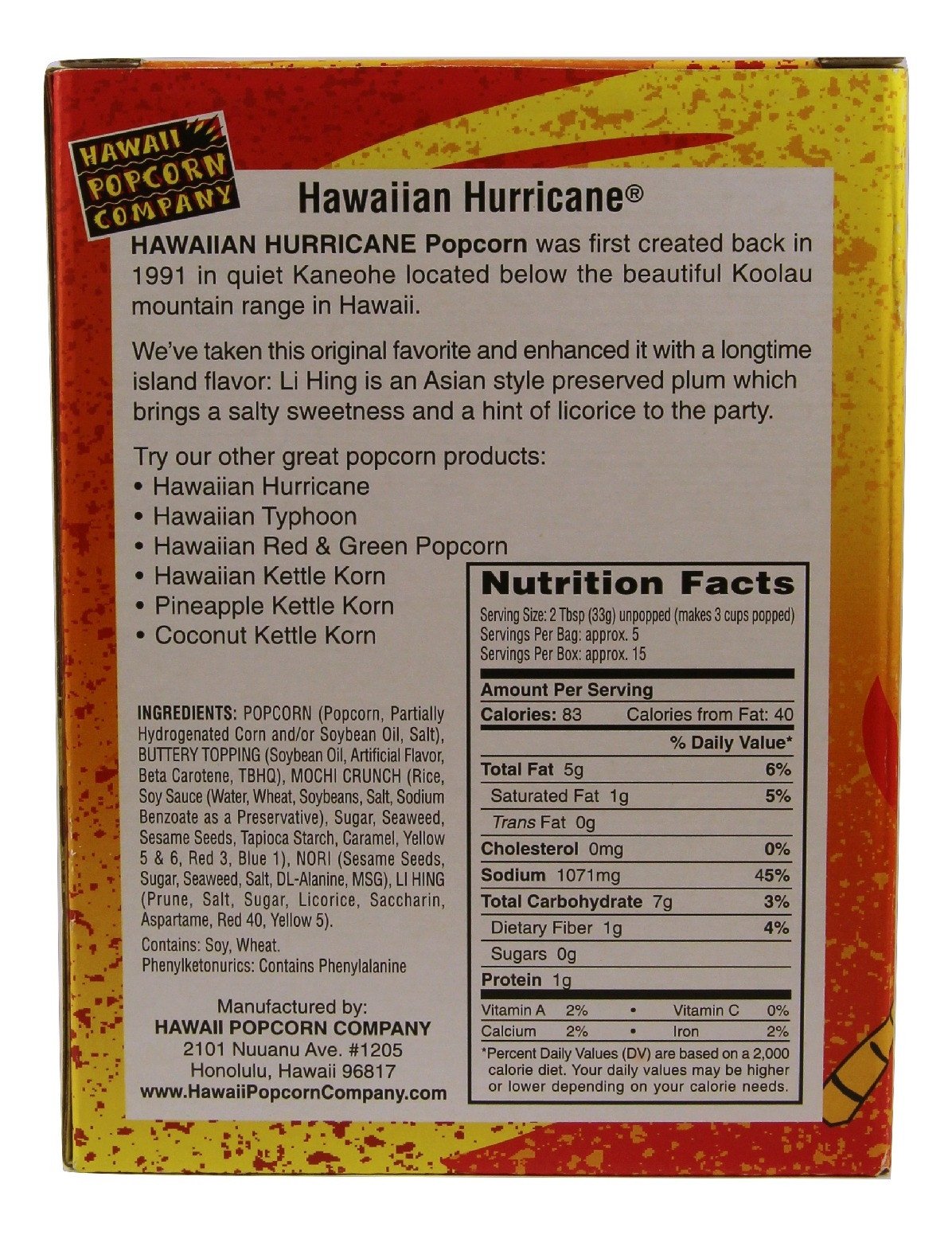 3pk Hawaiian Typhoon Microwave Popcorn Gift Box